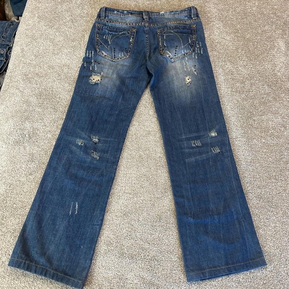 V Cristina Women's Rhinestone Distressed Jeans Size 6 Blue Denim Bling - Picture 5 of 10